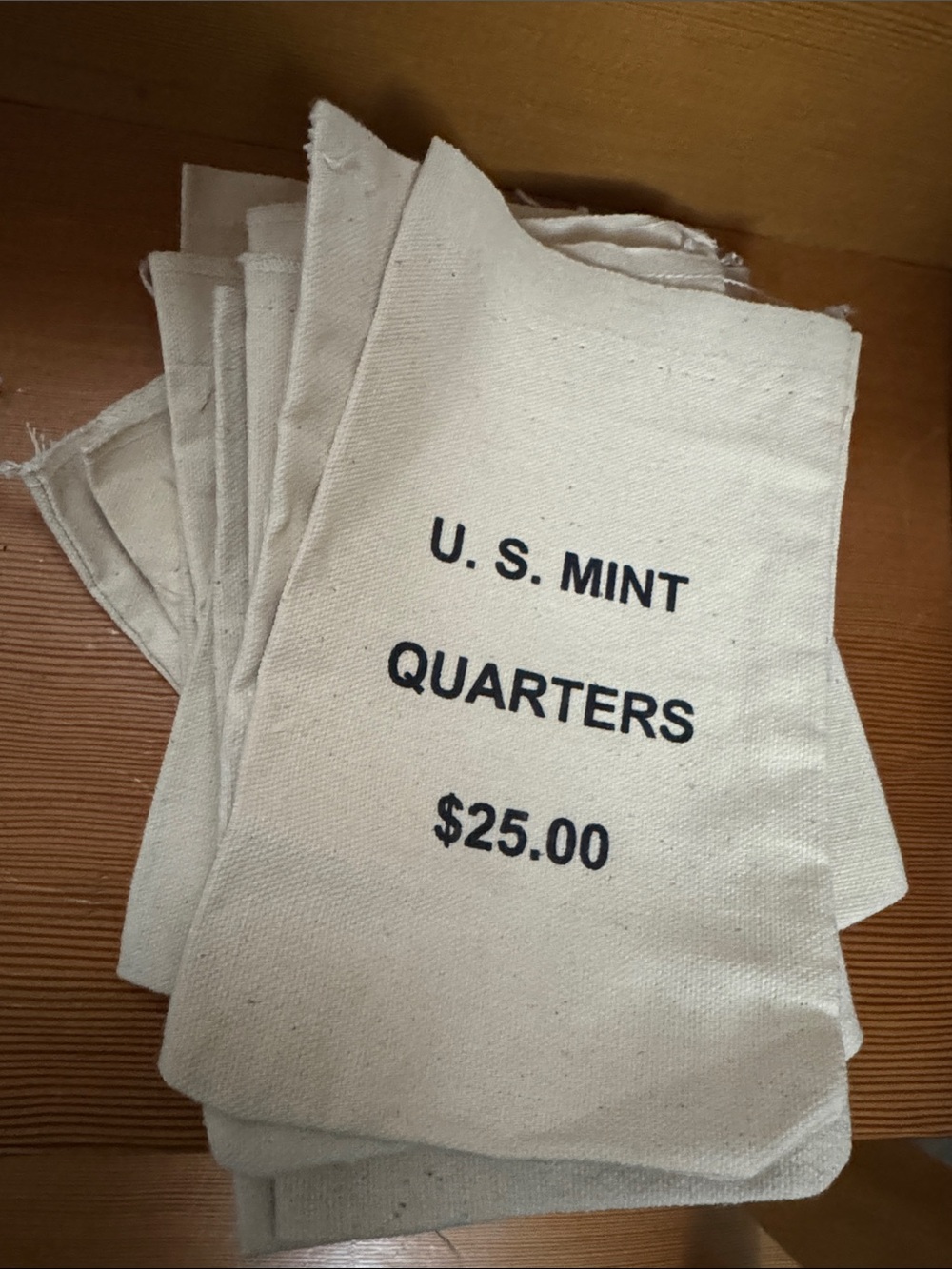 U.S. Mint Coin Canvas Bag 19 pcs - Natural Cotton Color with Black Printing
